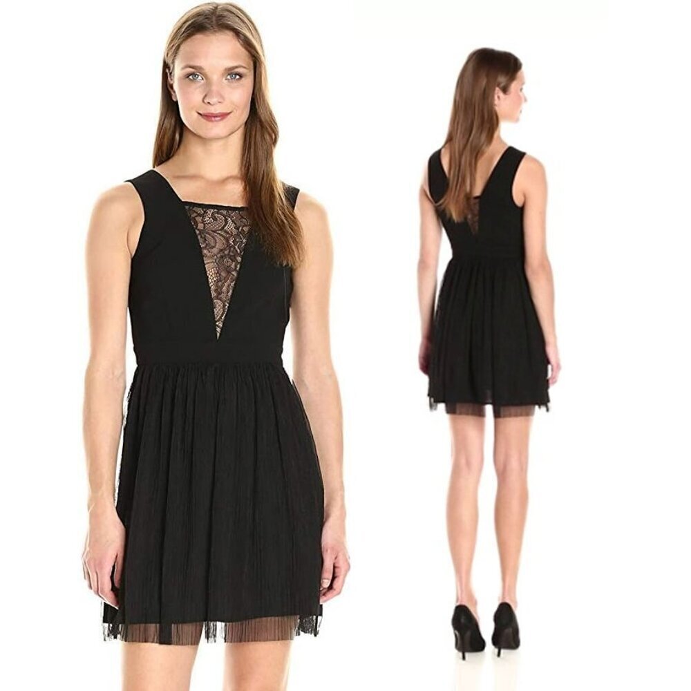 BCBGeneration Women's Black Lace Paneled Dress - Size 2 - NWT $118
